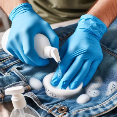 treating a stain with dishsoap